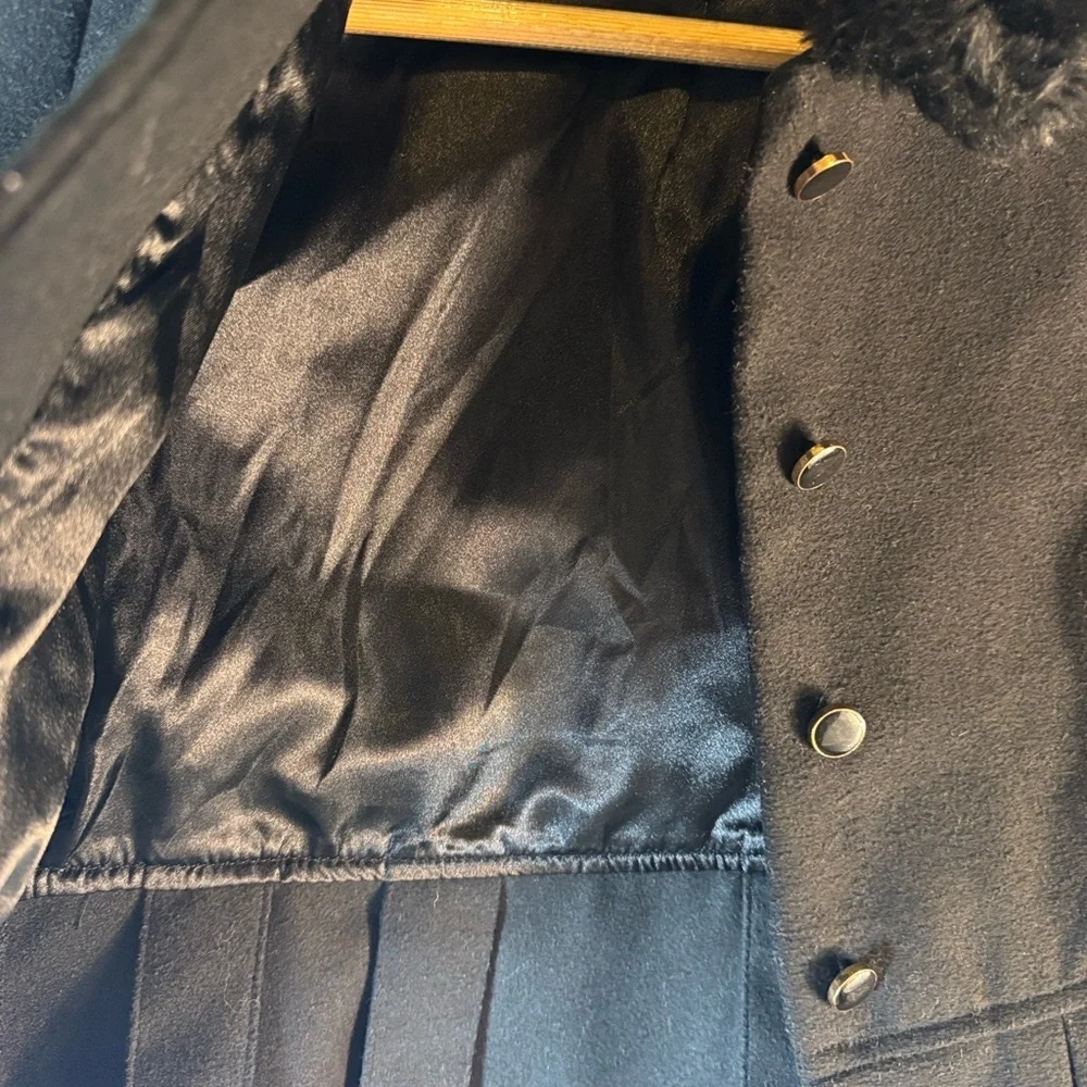 Kids Black Jacket with Faux Fur Collar
